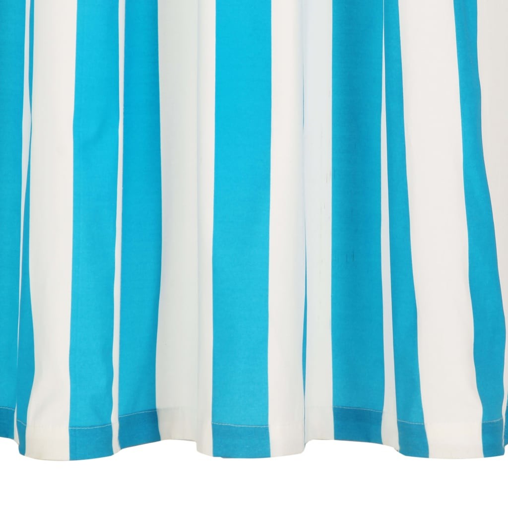 Curtains with Metal Rings 2 pcs Fabric 140x225 cm Blue Stripe